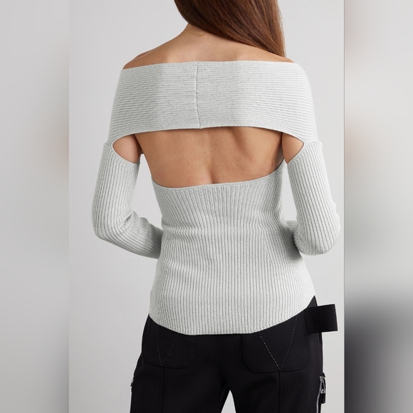 KHAITE Tops - S2. NWT KHAITE SALMA OFF THE SHOULDER CUTOUT METALLIC KNIT TOP